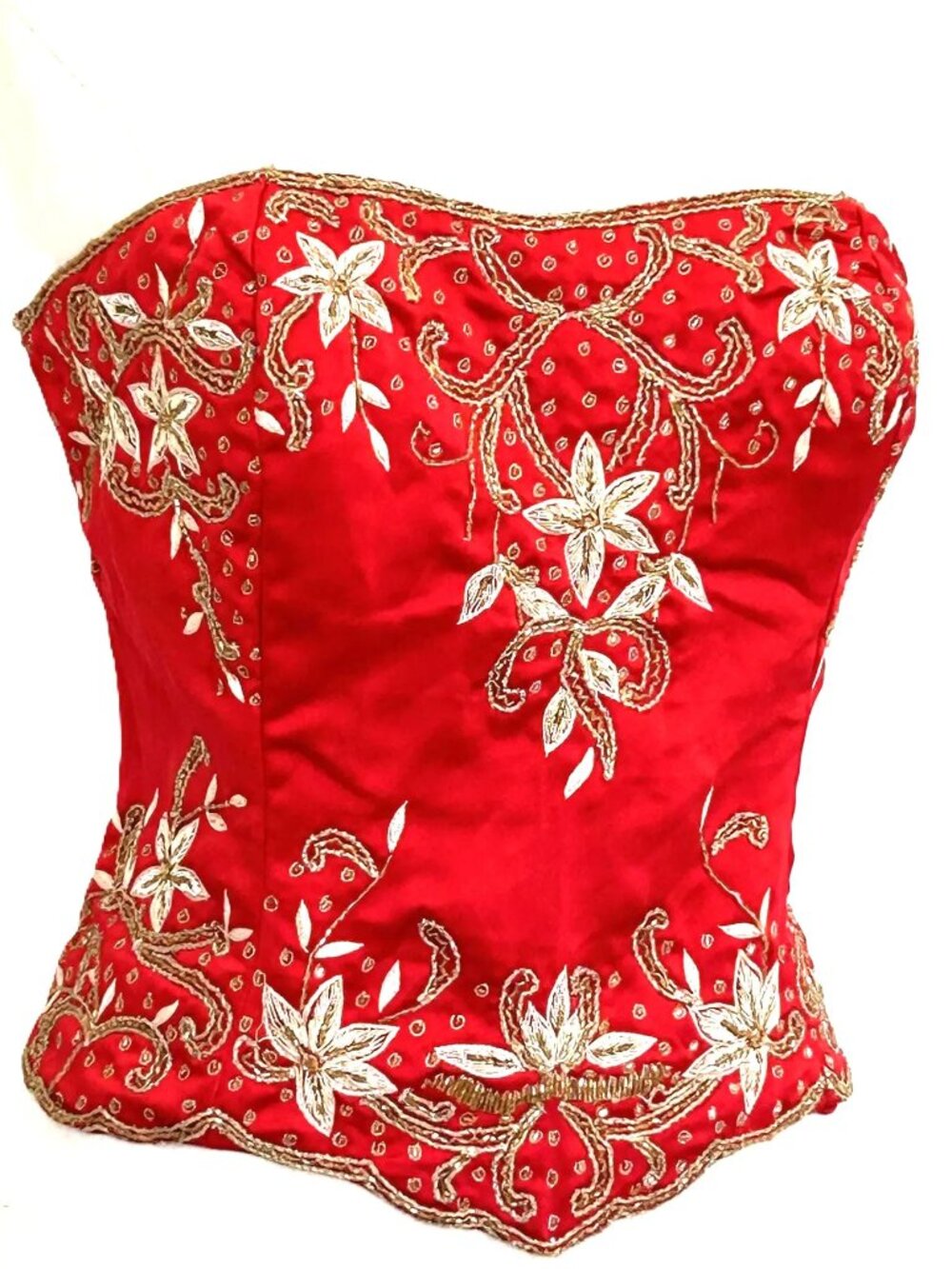 JASDEE Vintage Bustier Corset Hand Work Gotta Thread Embroidery On Satin F3033